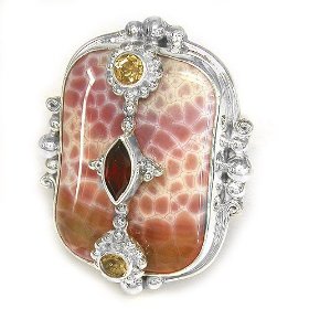 Fire Agate Silver Ring